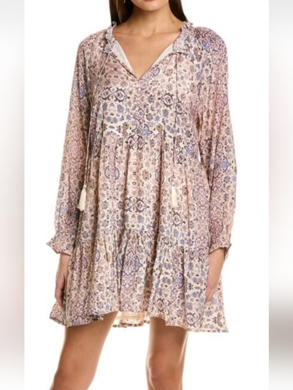 EUC ROLLER RABBIT Boho Mini Dress in Cream Floral Size S